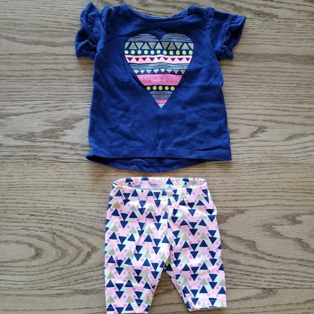 *3 for $20*Carter's navy pink heart matching set 3M